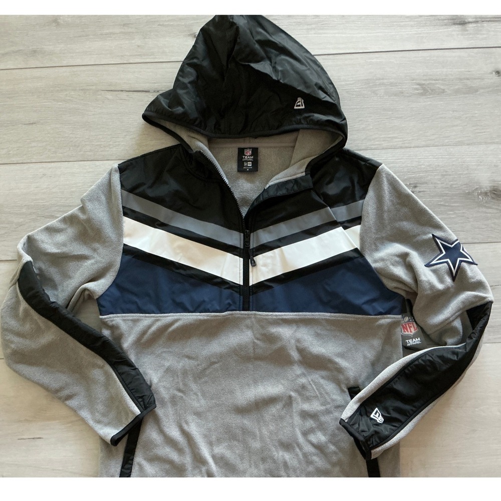 NFL Team Apparel Dallas Cowboys New Era Quarter Zip Fleece Hoodie‎ Men's Med NWT